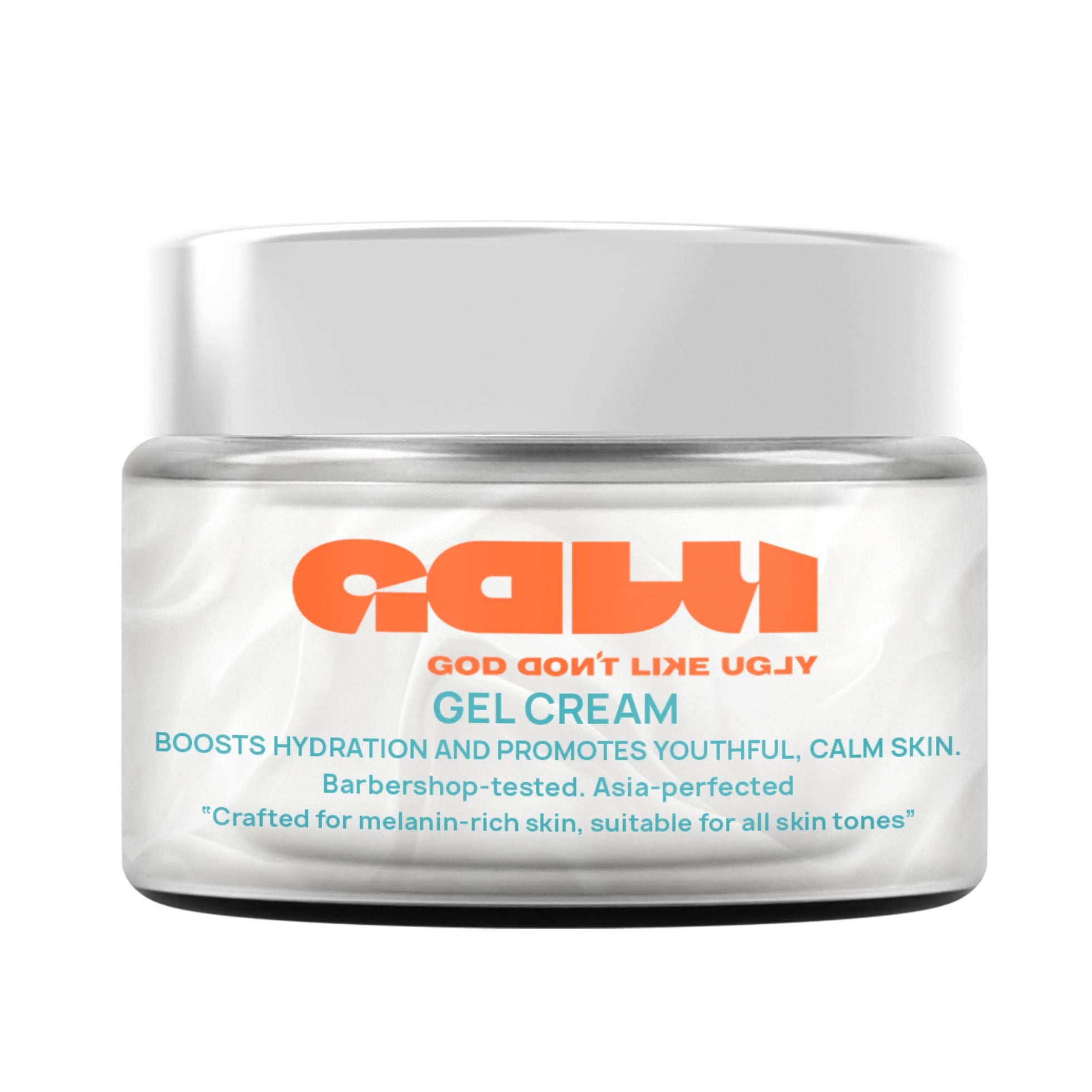 Jar of gel cream with 'GOD DON'T LIKE UGLY' branding on a white background